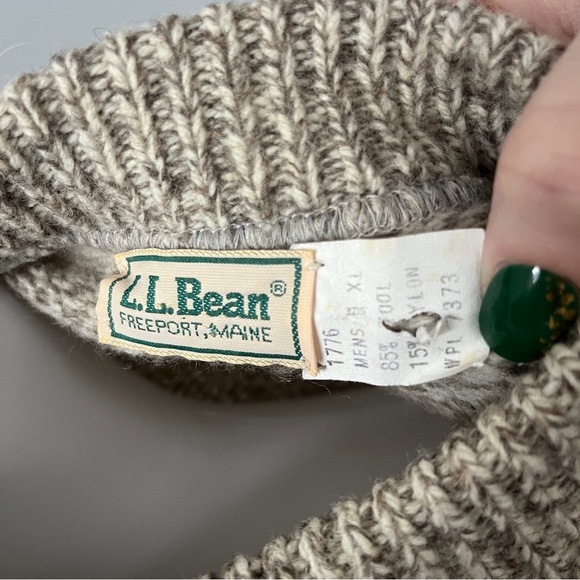 Vintage LL Bean Wool Blend Sweater Crew Neck Pullover Neutral Mens Size XL - Picture 3 of 5